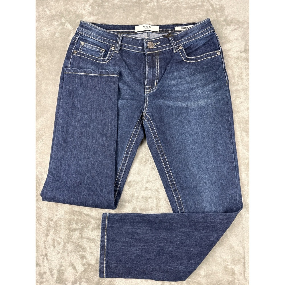 VGS Jeans Womens 10 Dark Wash Skinny Embroidered Studded Pocket VGS-P5579A
